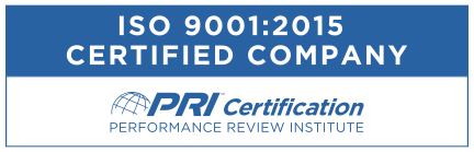 PRI Certification ISO 9001:2015 Certified Company badge