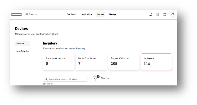 Figure 3 – HPE GreenLake Compute Ops Management Devices Console