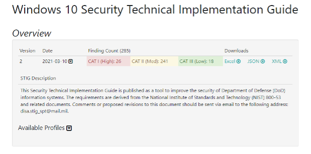 Windows 10 Security Technical Implementation Guide