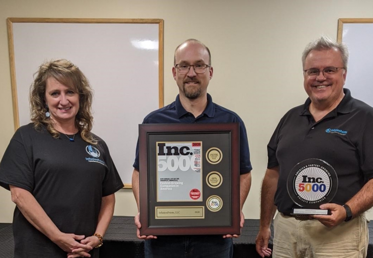 Employees Give Back with Inc. 5000 Dedication Plaque and Trophy 